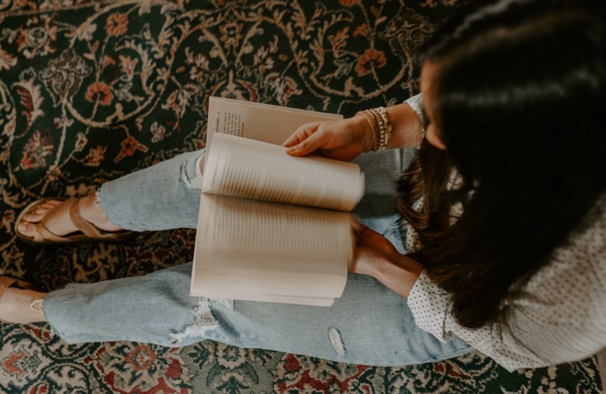 woman reading a book