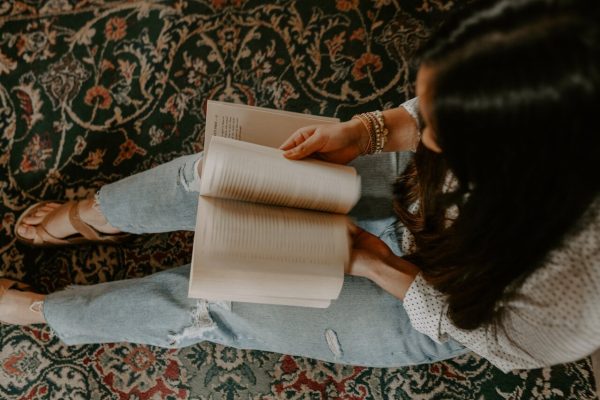 woman reading a book