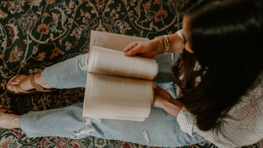 woman reading a book