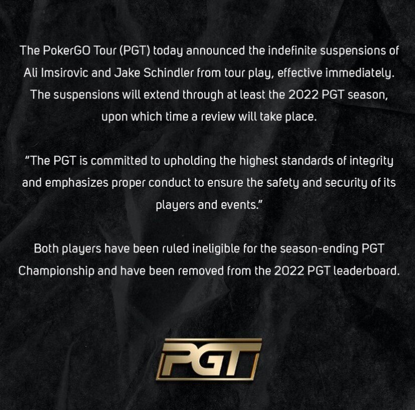 Penangguhan Tur PokerGO Ali Imsirovic Jake Schindler