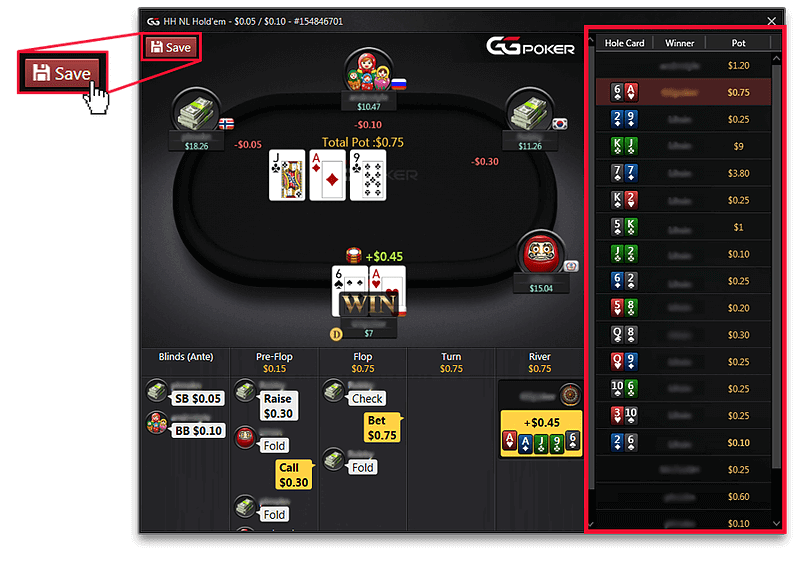 Tabel Poker Hand History Dalam game