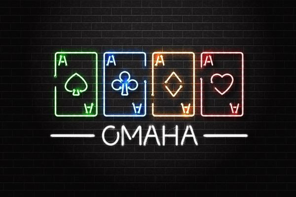 Neon Lights with Poker Cards and Omaha