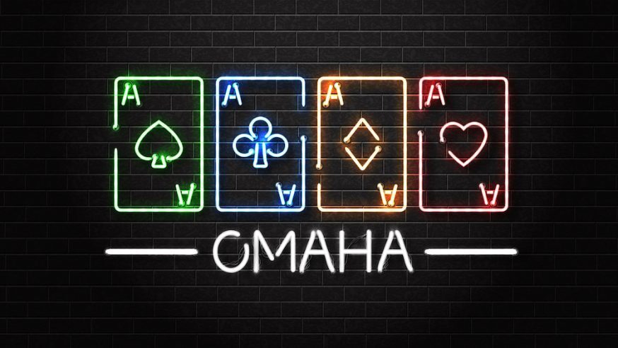 Neon Lights with Poker Cards and Omaha
