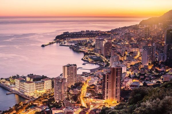 a landscape view of monaco at night