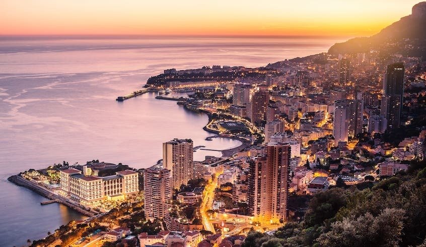 a landscape view of monaco at night