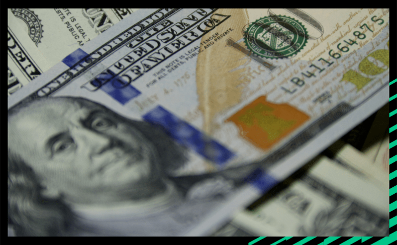 Multilpe American One Hundred Dollar Bills.