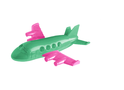 green and pink plane