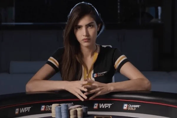Alexandra Botez portrait in a poker table